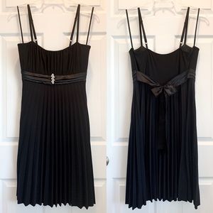Spaghetti Strap Black Dress With Pleated Skirt